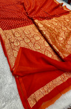 Pure Natural Silk Khaddi Georgette Saree – Orange | Jaal Woven Design PSG11