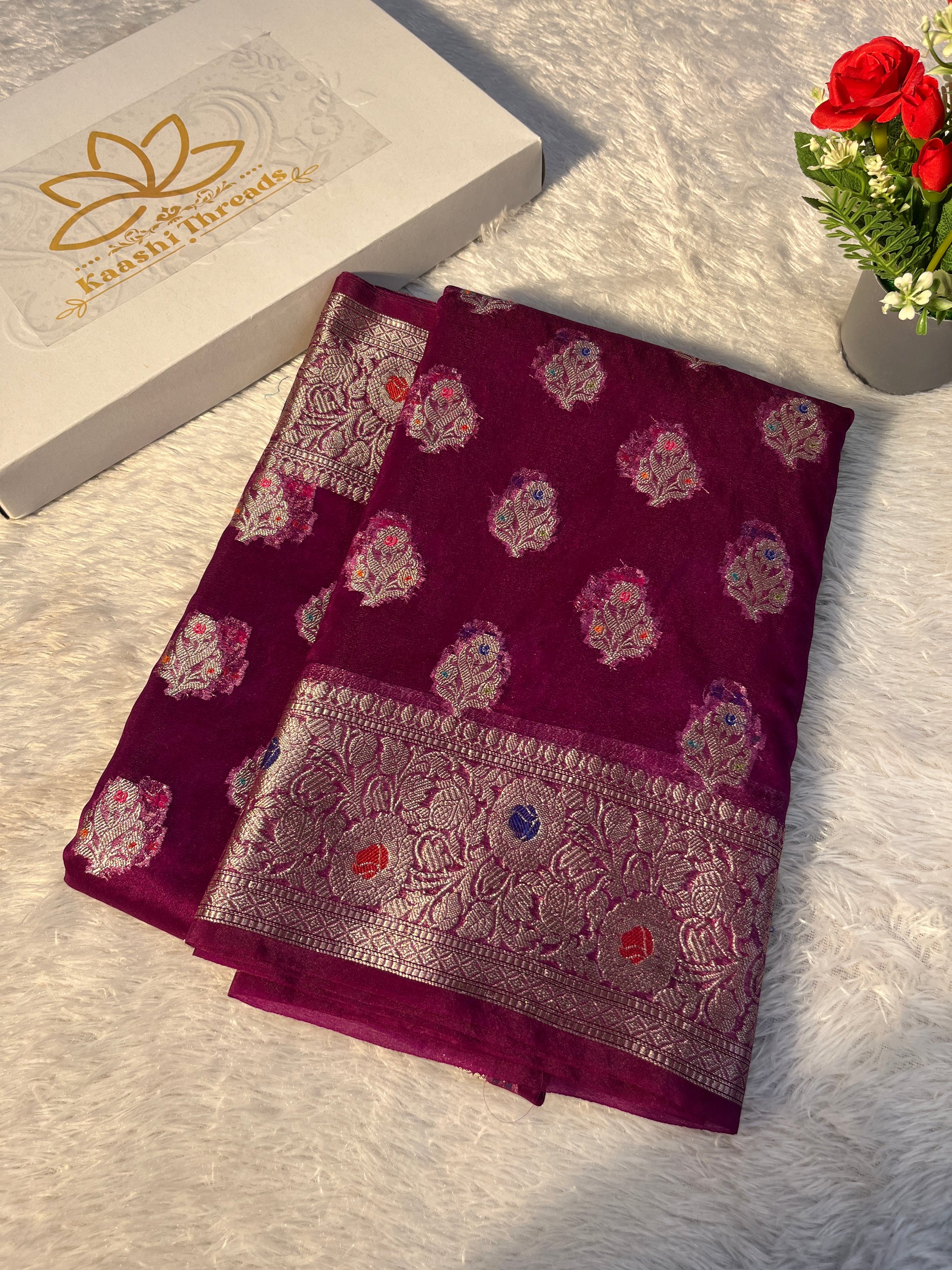 Kora Organza Raw Mango Saree KR12