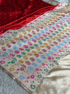 Red Cream Contrast Paithani Mashru Kataan Silk Saree – MKS654