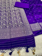 ✨ Banarasi Jacquard Gap Buti HO Silk 3-Piece Unstitched Dress Material MSS14