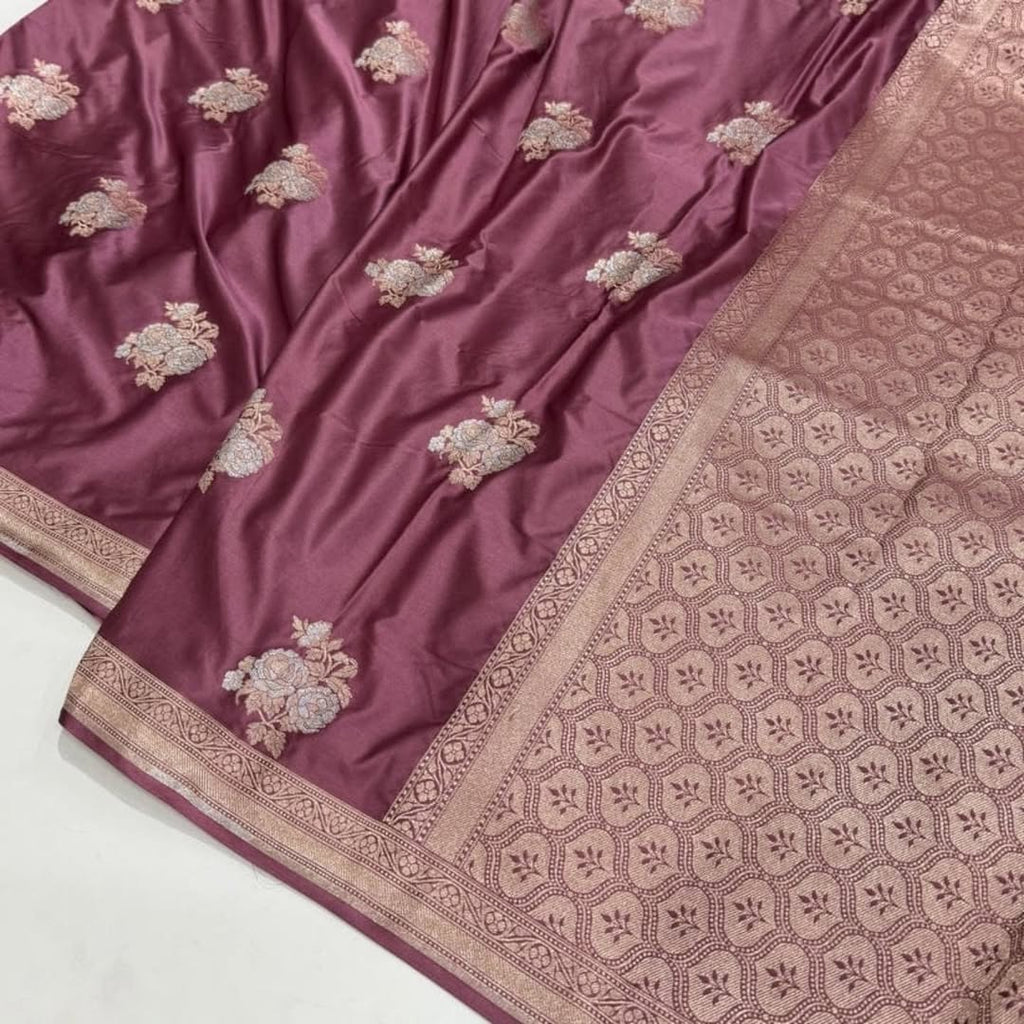 ✨ Mashru Kataan Silk Saree with Buta Woven Pattern & Meenakari Jaal Design – MKS415