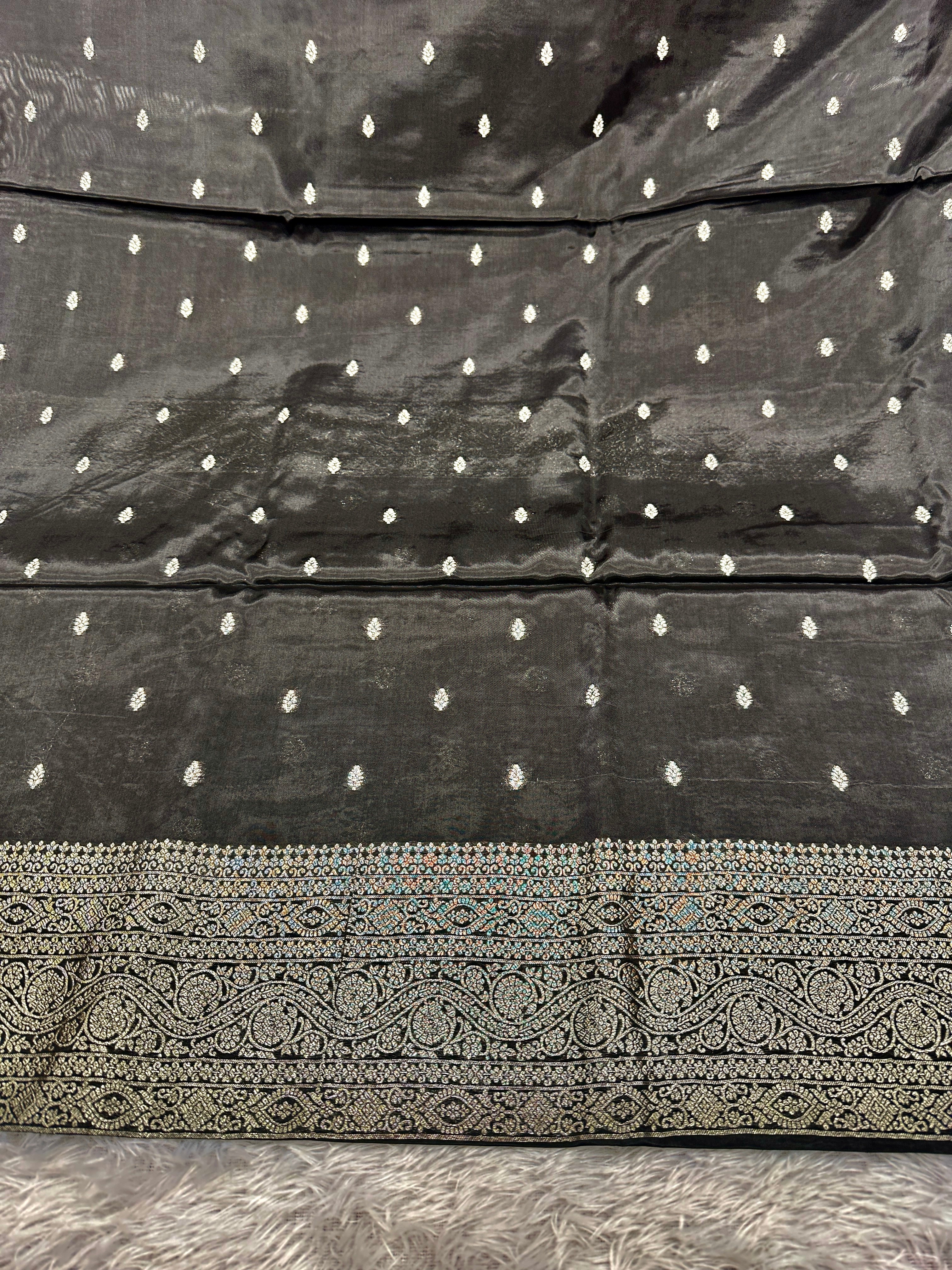 ✨ Banarasi Jacquard Gap Buti HO Silk 3-Piece Unstitched Dress Material MSS14