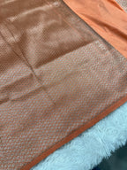 Peach Banarasi Dupion Silk Saree with Embossed Antique Zari Weaving & Rich Antique Zari Pallu | STF70