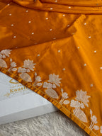 Mustard Banarasi Mashru Silk Saree with Raw Mango Buta Jacquard Woven Design MKS166