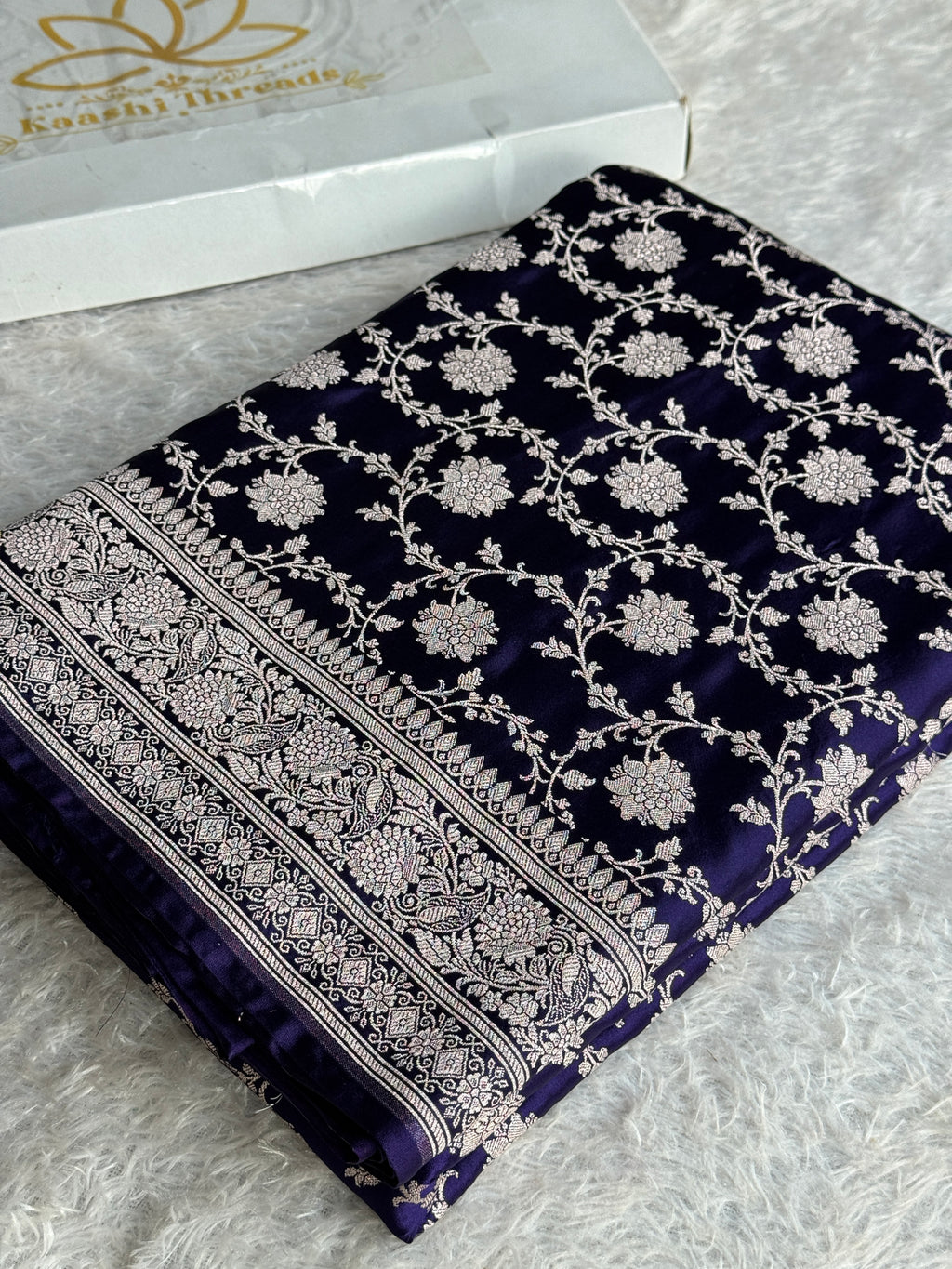 Purple Mashru Kataan Silk Banarasi Saree with Meenakari Zari Jaal Design | MKS745