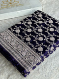 Purple Mashru Kataan Silk Banarasi Saree with Meenakari Zari Jaal Design | MKS745