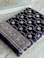 Purple Mashru Kataan Silk Banarasi Saree with Meenakari Zari Jaal Design | MKS745