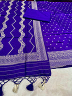 ✨ Banarasi Jacquard Gap Buti HO Silk 3-Piece Unstitched Dress Material MSS18