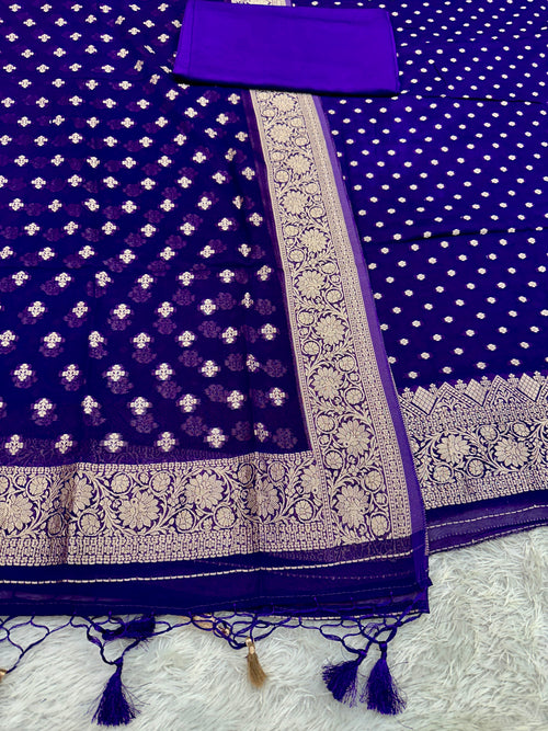 Banarasi Jacquard Zari Georgette Suit Dress – 3 Pc Set MSS25