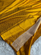 Premium Yellow Banarasi Mashru Kataan Silk Saree with Jaal Weave & Rupa-Sona Zari MKS119