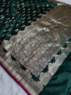 Blue Banarasi Mashru Silk Saree with Jacquard Woven Flower Buta Design MKS087