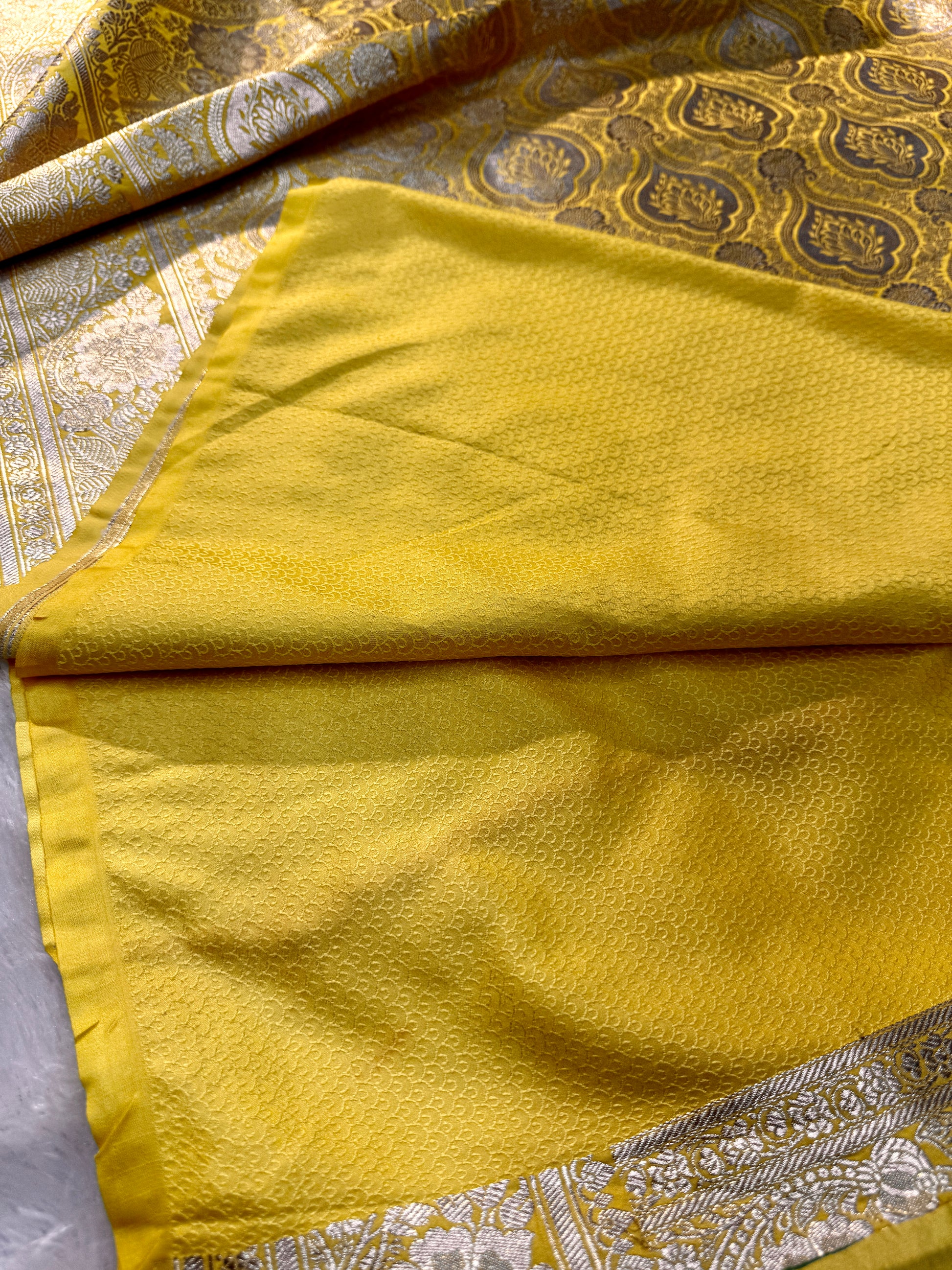 Mashru Saatan Saree Lemon MS12