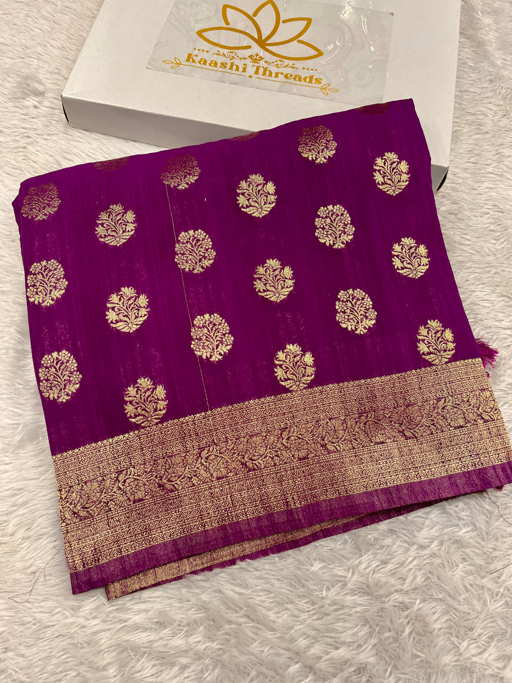 Raw Silk Zari Butaa  Magenta color  Saree RS004