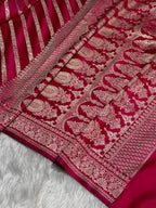 Banarasi Mashru Kataan Silk Saree Featuring Aaddha Zari Weave with Rich Zari Pallu – MKS413