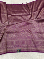 Magenta Banarasi Dupion Silk Saree with Embossed Antique Zari Weaving & Rich Antique Zari Pallu | STF88