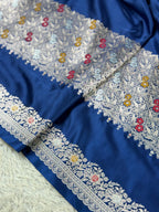 Elegant Navy Blue Zari Meenakari Banarasi Saree with Rich Pallu | MKS563