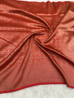 Red  Banarasi Dupion Silk Saree with Embossed Antique Zari Weaving & Rich Antique Zari Pallu | STF76