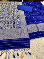 ✨ Banarasi Jacquard Gap Buti HO Silk 3-Piece Unstitched Dress Material MSS14