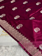 Pink Magenta Mashru Kataan Silk Saree with Meenakari Buta & Rich Zari Woven Pallu | MKS699