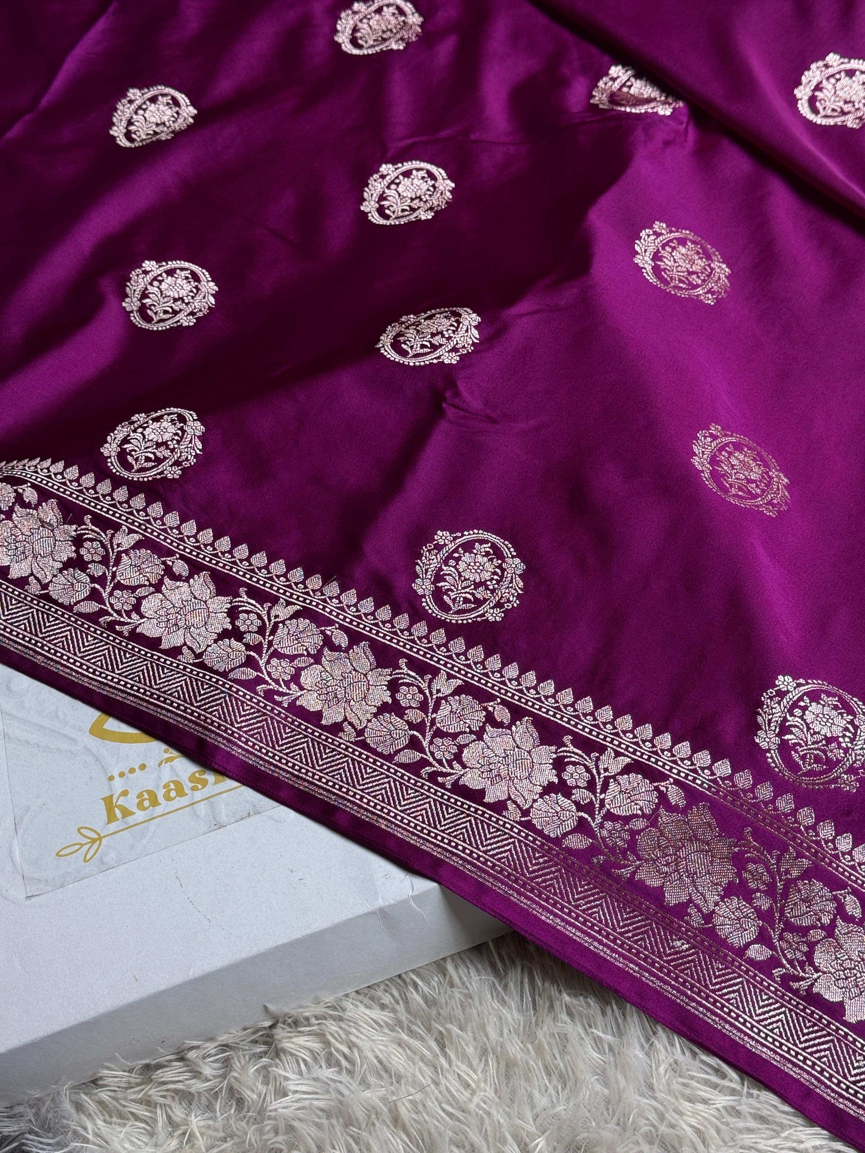 Magenta color Mashru Buta Saree MKS313