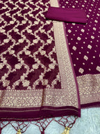Banarasi Jacquard Zari Georgette Suit Dress – 3 Pc Set MSS24