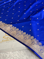 Royal Blue Mashru Kataan Silk Saree | All Over Buta Woven Design | MKS697