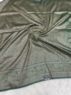 Green Banarasi Dupion Silk Saree with Embossed Antique Zari Weaving & Rich Antique Zari Pallu | STF105