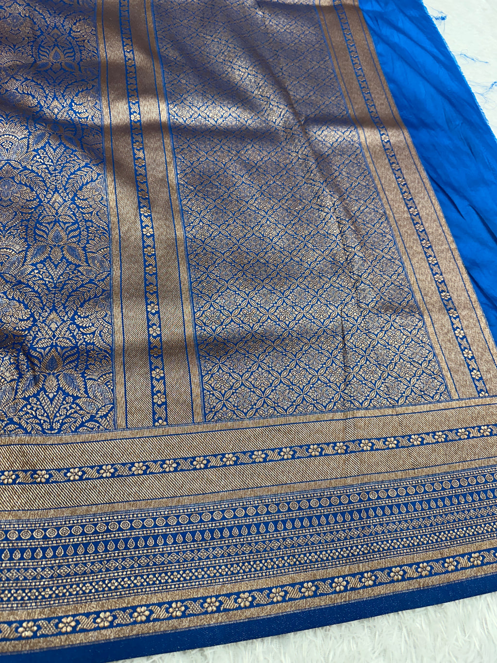 Light Blue Banarasi Dupion Silk Saree with Embossed Antique Zari Weaving & Rich Antique Zari Pallu | STF69