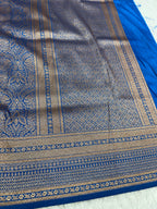 Light Blue Banarasi Dupion Silk Saree with Embossed Antique Zari Weaving & Rich Antique Zari Pallu | STF69