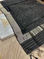 ✨ Banarasi Jacquard Gap Buti HO Silk 3-Piece Unstitched Dress Material MSS22