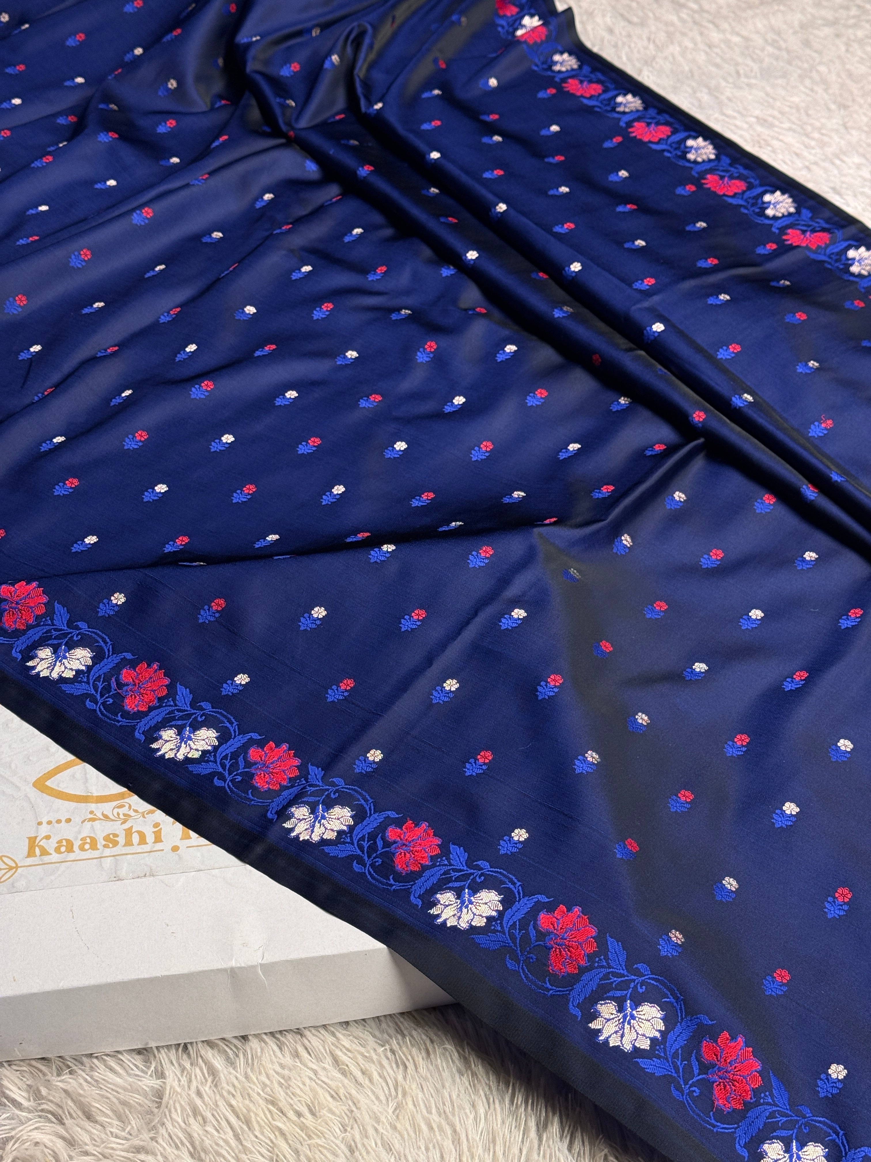 ✨ Royal Blue Mashru Silk Saree with Meena Woven Design MKS315
