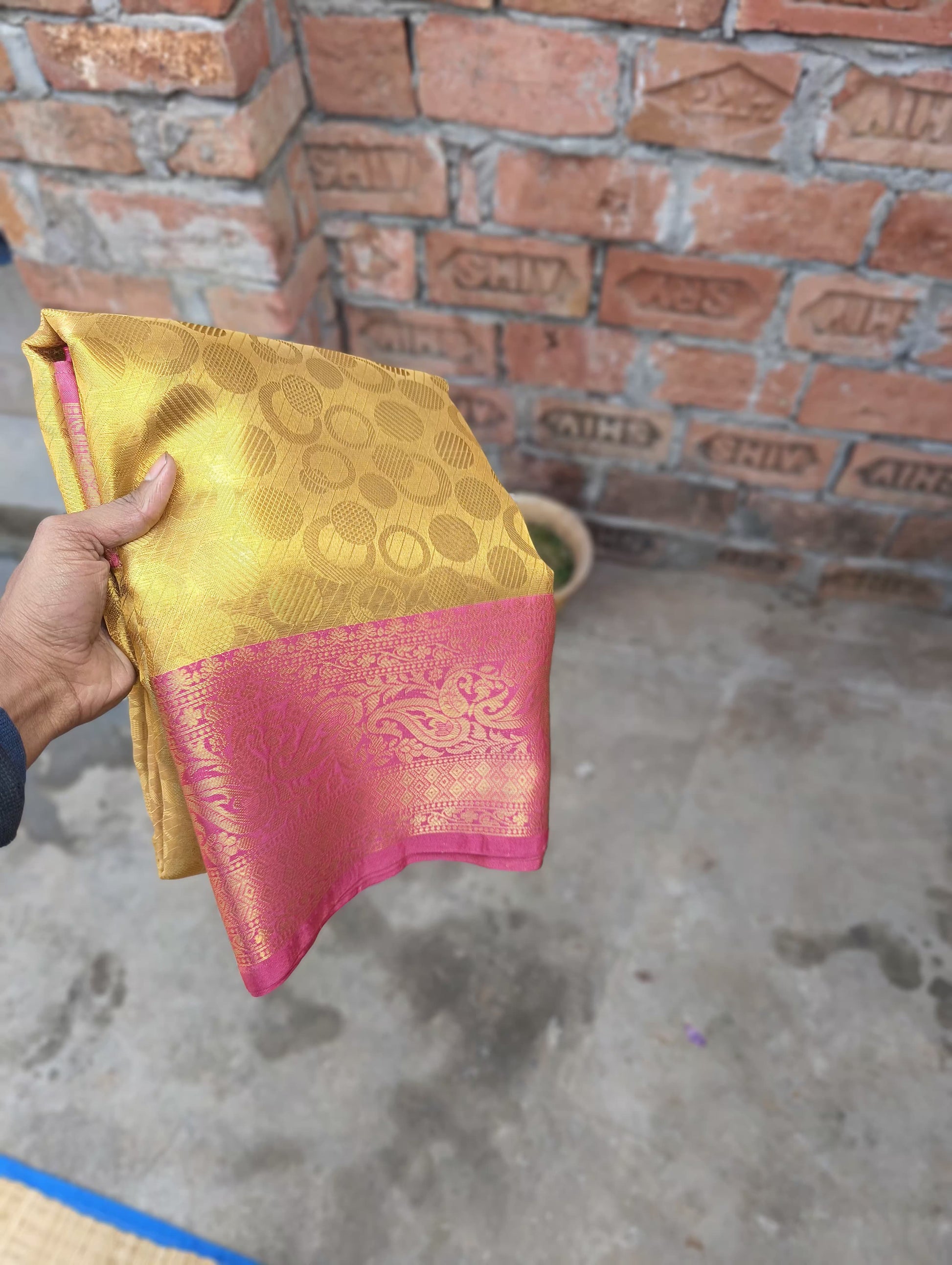 Golden Designer Tissue Silk Saree TS110