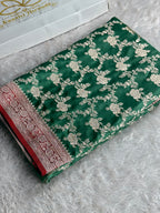 Premium Mashru Silk Contrast Saree with Jaal Woven Design & Rich Zari Pallu – Festive Wear | MKS627