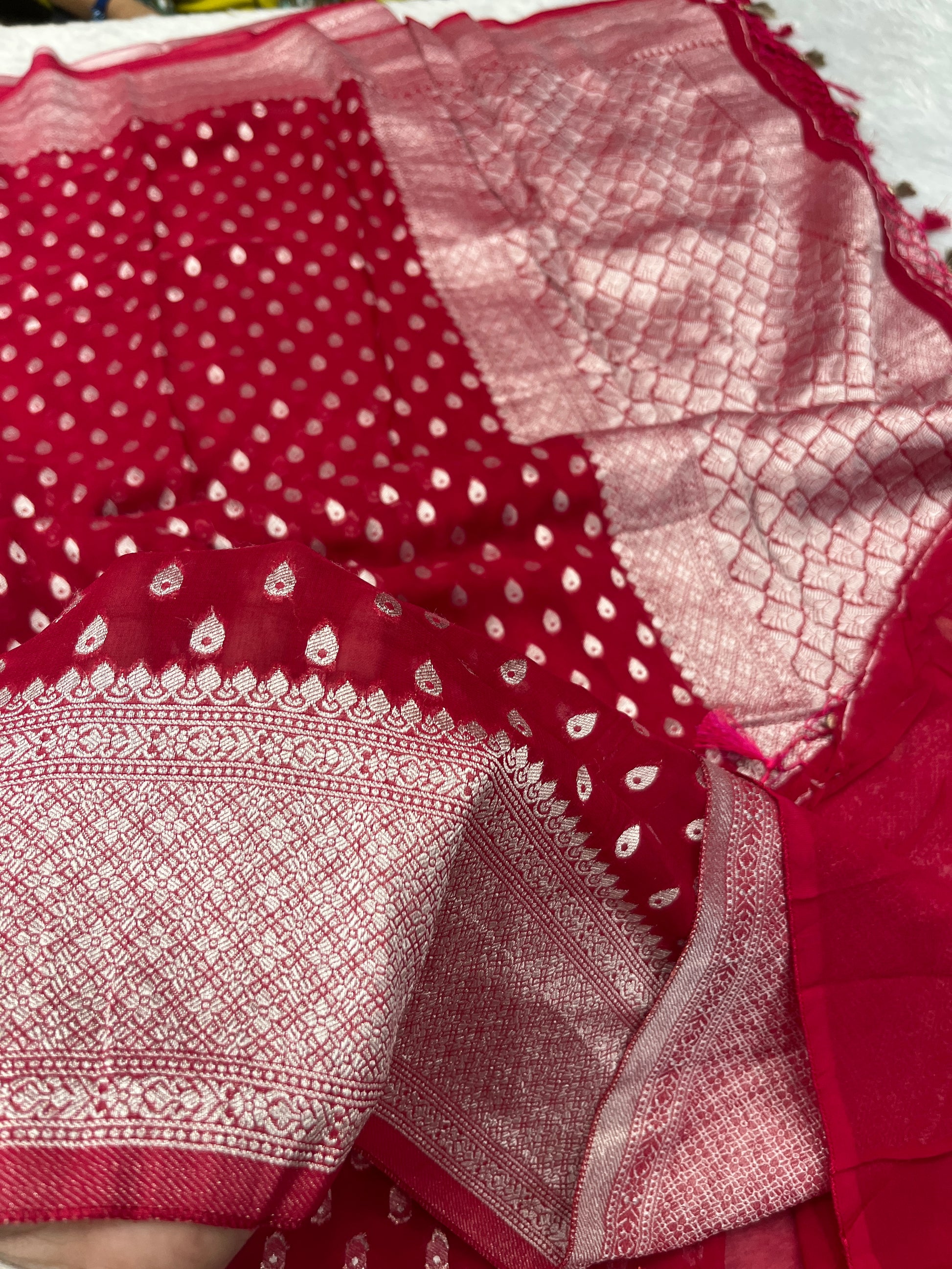 Banarsi Pure Natural Georgette Almond Buti  Design VSG06