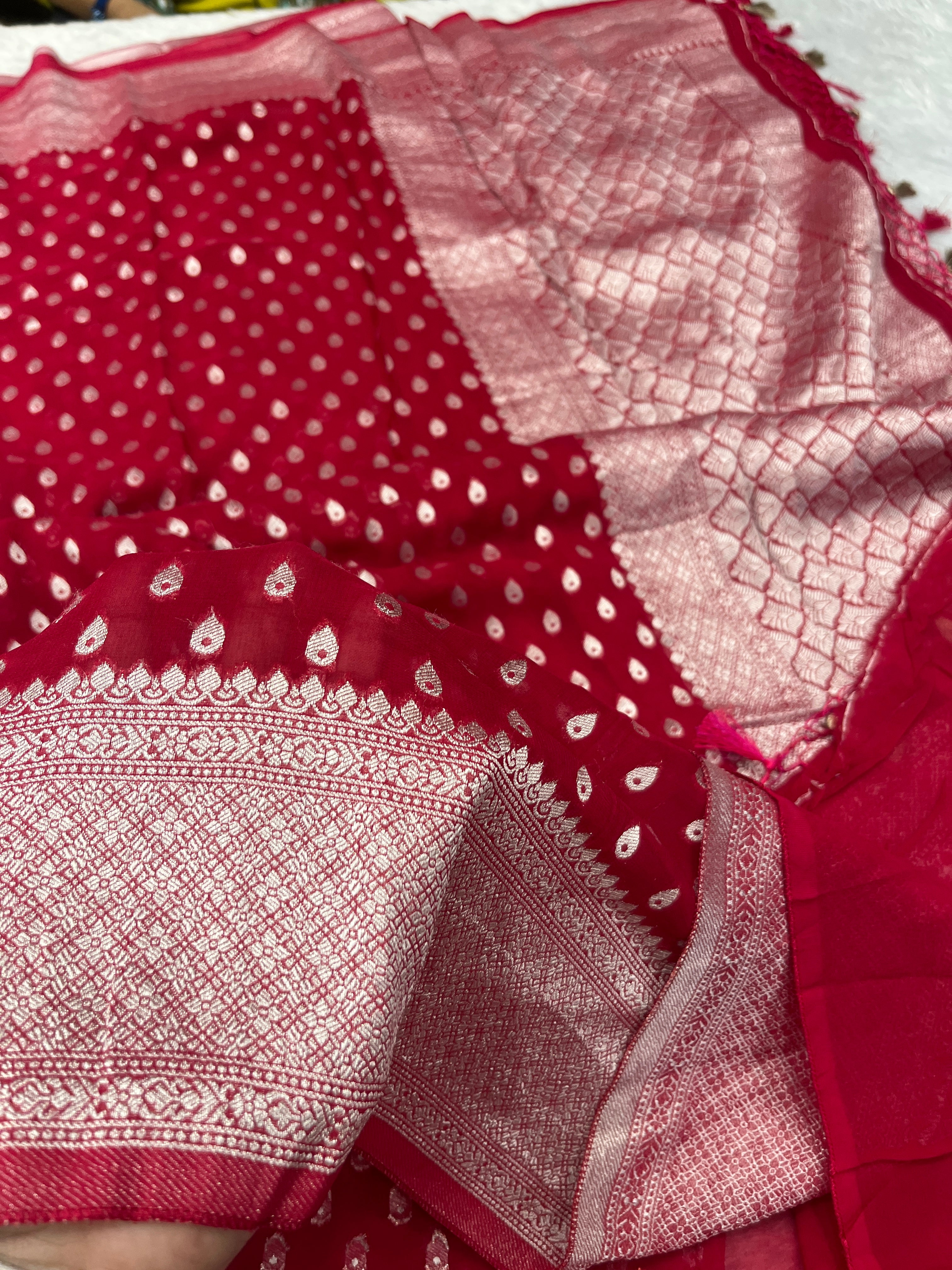 Banarsi Pure Natural Georgette Almond Buti  Design VSG06