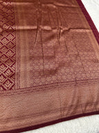 Wine Yellow Banarasi Dupion Silk Saree with Embossed Antique Zari Weaving & Rich Antique Zari Pallu | STF83