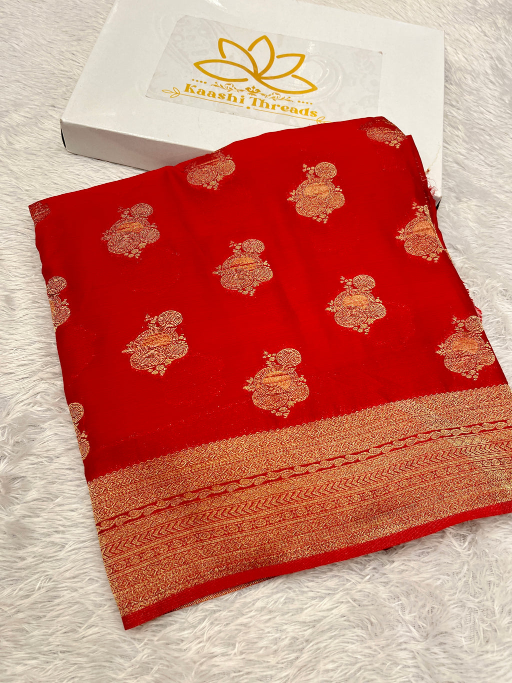 Chinon Silk Karry  Buta  Design Red  color  Saree CN08