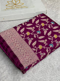 Royal Magenta Mashru Kataan Silk Banarasi Saree with Meenakari Jaal Weaving | MKS710