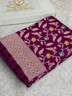 Royal Magenta Mashru Kataan Silk Banarasi Saree with Meenakari Jaal Weaving | MKS710
