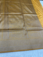 Mustard Yeallow Banarasi Dupion Silk Saree with Embossed Antique Zari Weaving & Rich Antique Zari Pallu | STF73