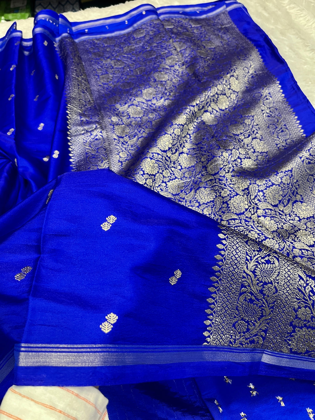 Fancy Tussar Silk Woven Buti Design Saree TS051