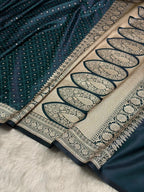 ✨ Mashru Kataan Silk Saree with Tanchoi Woven Pattern, Zari Border & Rich Zari Pallu MKS416