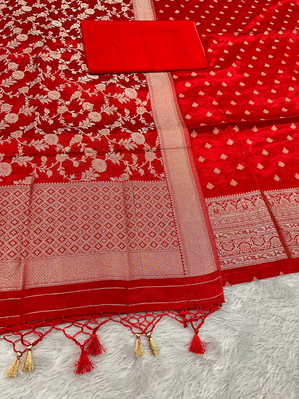 ✨ Banarasi Jacquard HO Silk 3-Piece Unstitched Dress Material MSS13