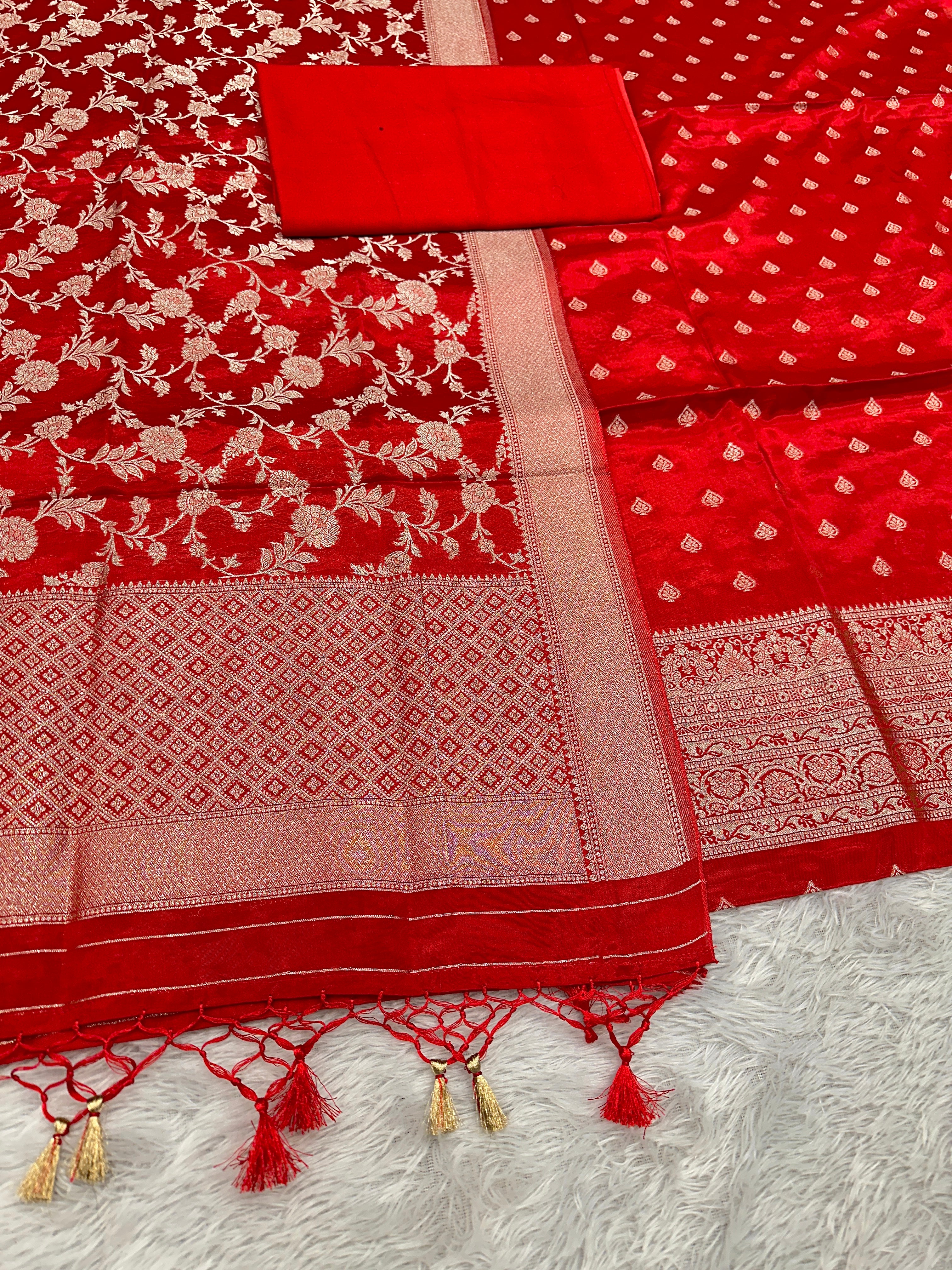 ✨ Banarasi Jacquard HO Silk 3-Piece Unstitched Dress Material MSS13