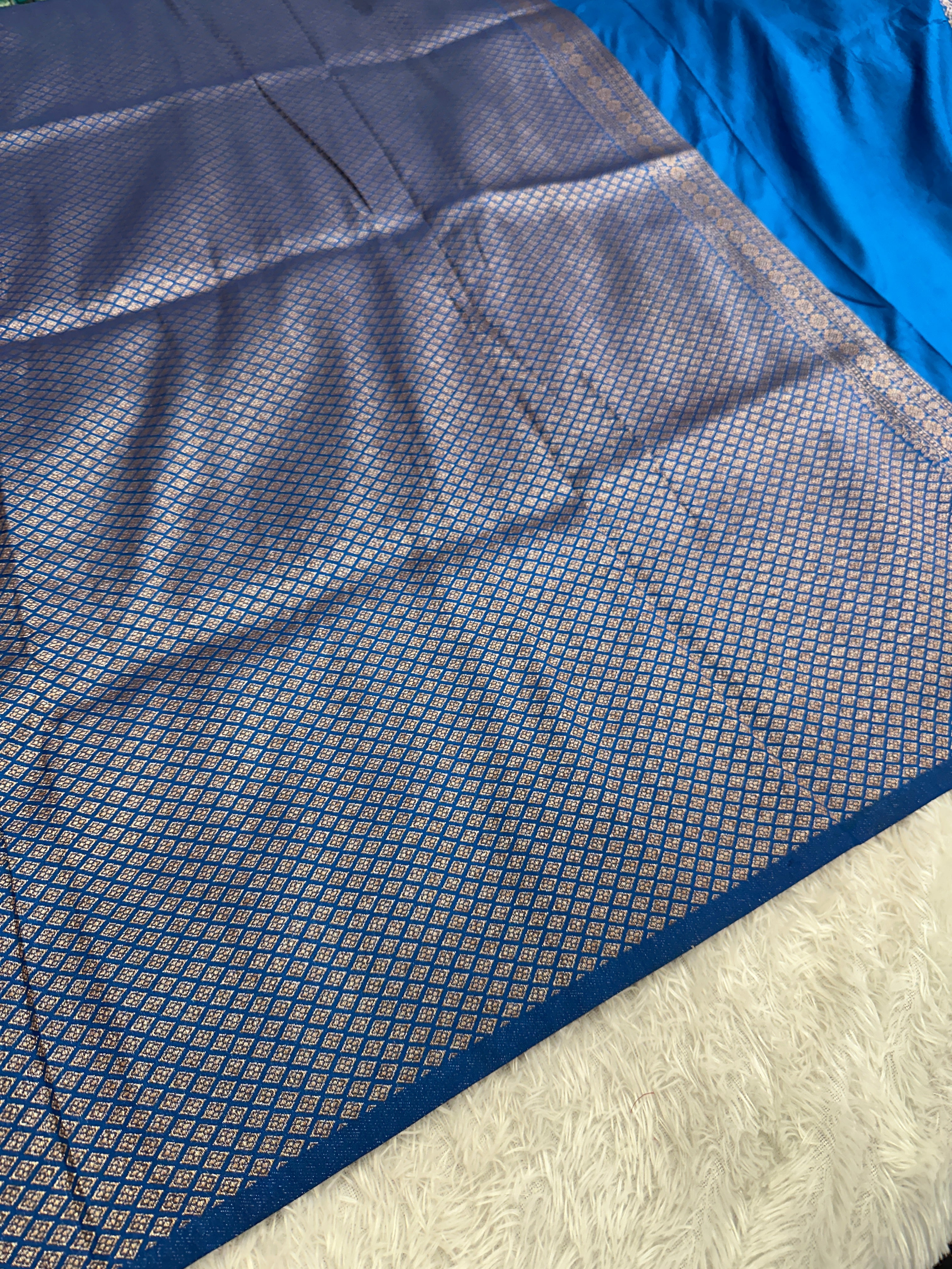 Light Blue Banarasi Dupion Silk Saree with Embossed Antique Zari Weaving & Rich Antique Zari Pallu | STF112
