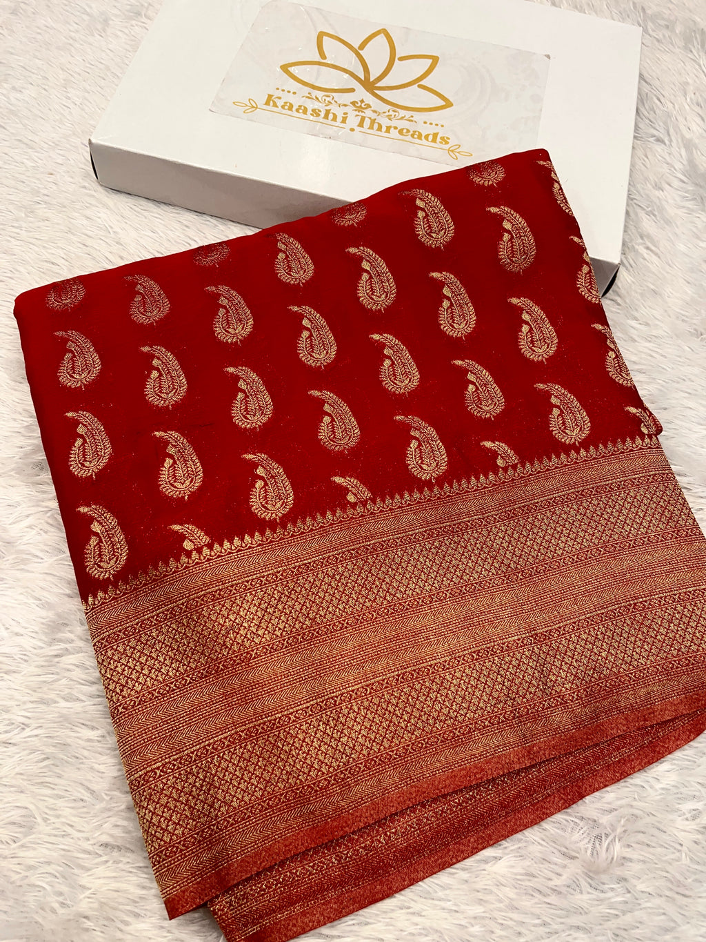 Chinon Silk Karry  Buta  Design Red color  Saree CN07