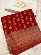 Chinon Silk Karry  Buta  Design Red color  Saree CN07