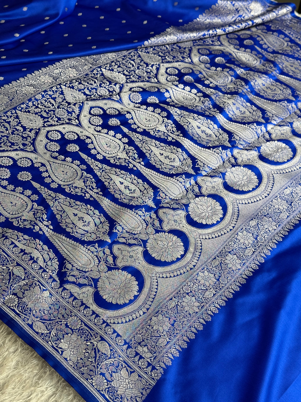 Royal Blue Buta Woven Saree with Rich Pallu & Border Blouse – MKS819