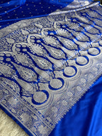 Royal Blue Buta Woven Saree with Rich Pallu & Border Blouse – MKS819