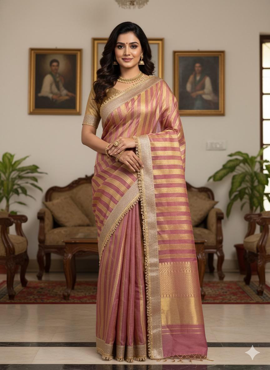 Maharani Tissue silk in Lining Design banarsi Patch Work Saree TSN02